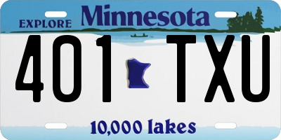MN license plate 401TXU