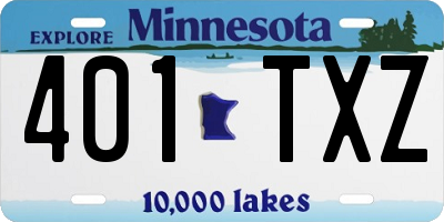 MN license plate 401TXZ