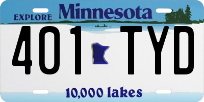 MN license plate 401TYD