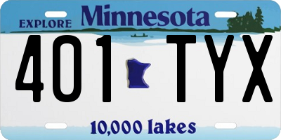 MN license plate 401TYX