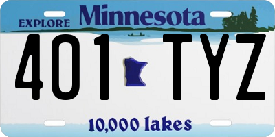 MN license plate 401TYZ