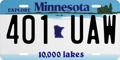 MN license plate 401UAW