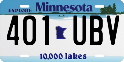 MN license plate 401UBV