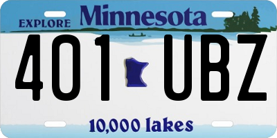 MN license plate 401UBZ