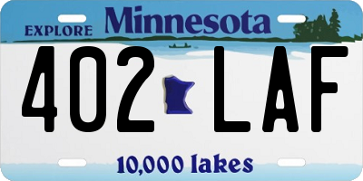 MN license plate 402LAF