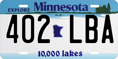 MN license plate 402LBA