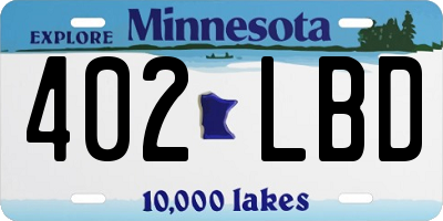MN license plate 402LBD