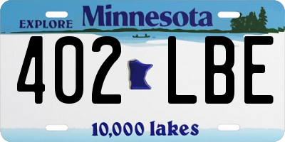 MN license plate 402LBE