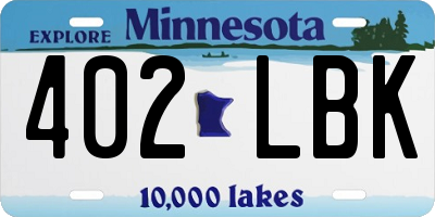 MN license plate 402LBK