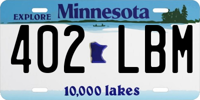 MN license plate 402LBM