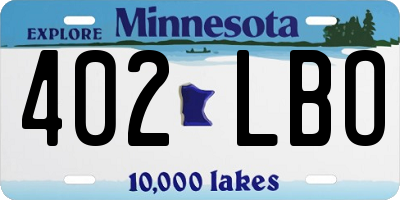 MN license plate 402LBO
