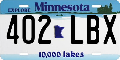 MN license plate 402LBX