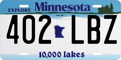 MN license plate 402LBZ
