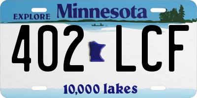 MN license plate 402LCF