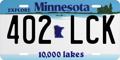MN license plate 402LCK