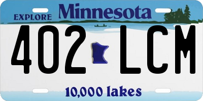 MN license plate 402LCM