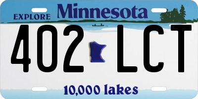 MN license plate 402LCT