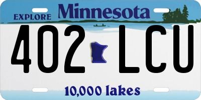 MN license plate 402LCU