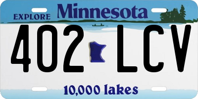 MN license plate 402LCV