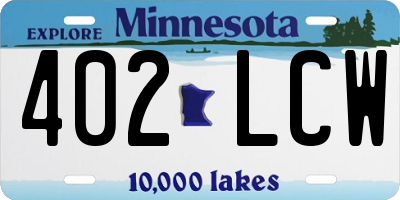 MN license plate 402LCW