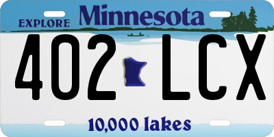 MN license plate 402LCX