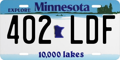 MN license plate 402LDF