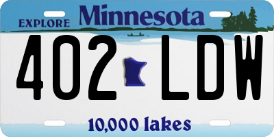 MN license plate 402LDW