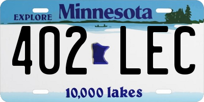 MN license plate 402LEC