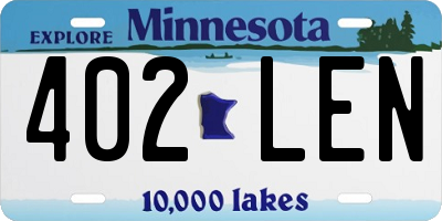 MN license plate 402LEN
