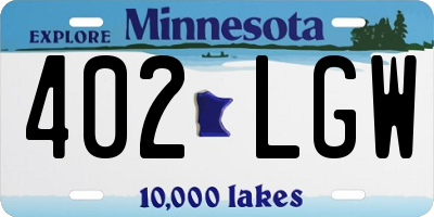 MN license plate 402LGW