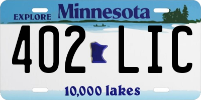 MN license plate 402LIC