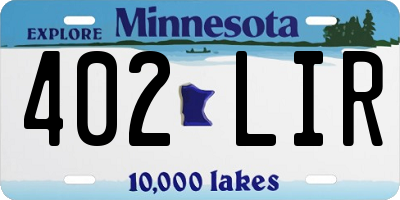 MN license plate 402LIR