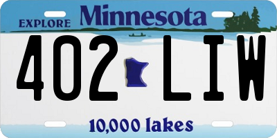MN license plate 402LIW