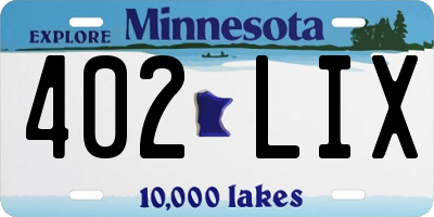 MN license plate 402LIX