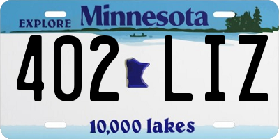MN license plate 402LIZ