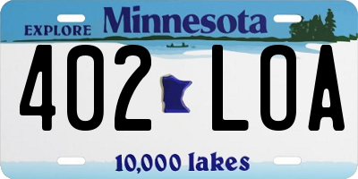 MN license plate 402LOA