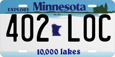 MN license plate 402LOC