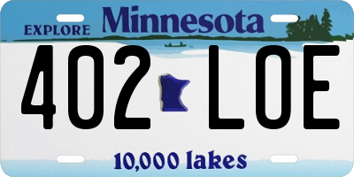 MN license plate 402LOE