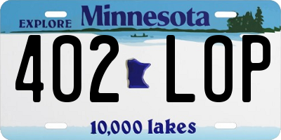 MN license plate 402LOP