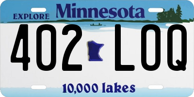 MN license plate 402LOQ