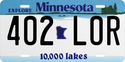 MN license plate 402LOR