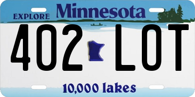 MN license plate 402LOT