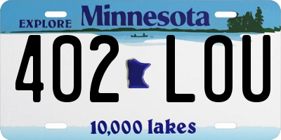 MN license plate 402LOU
