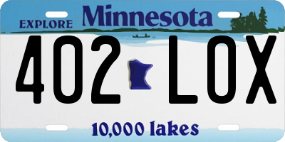 MN license plate 402LOX