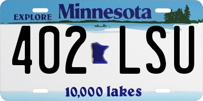 MN license plate 402LSU