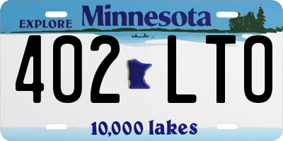 MN license plate 402LTO