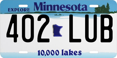 MN license plate 402LUB