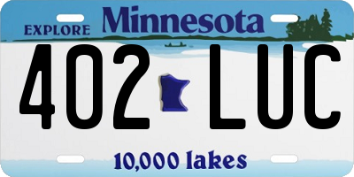 MN license plate 402LUC