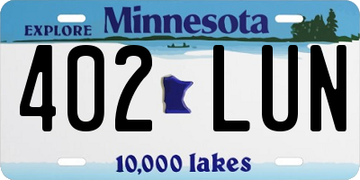MN license plate 402LUN