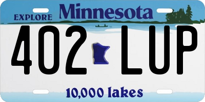 MN license plate 402LUP